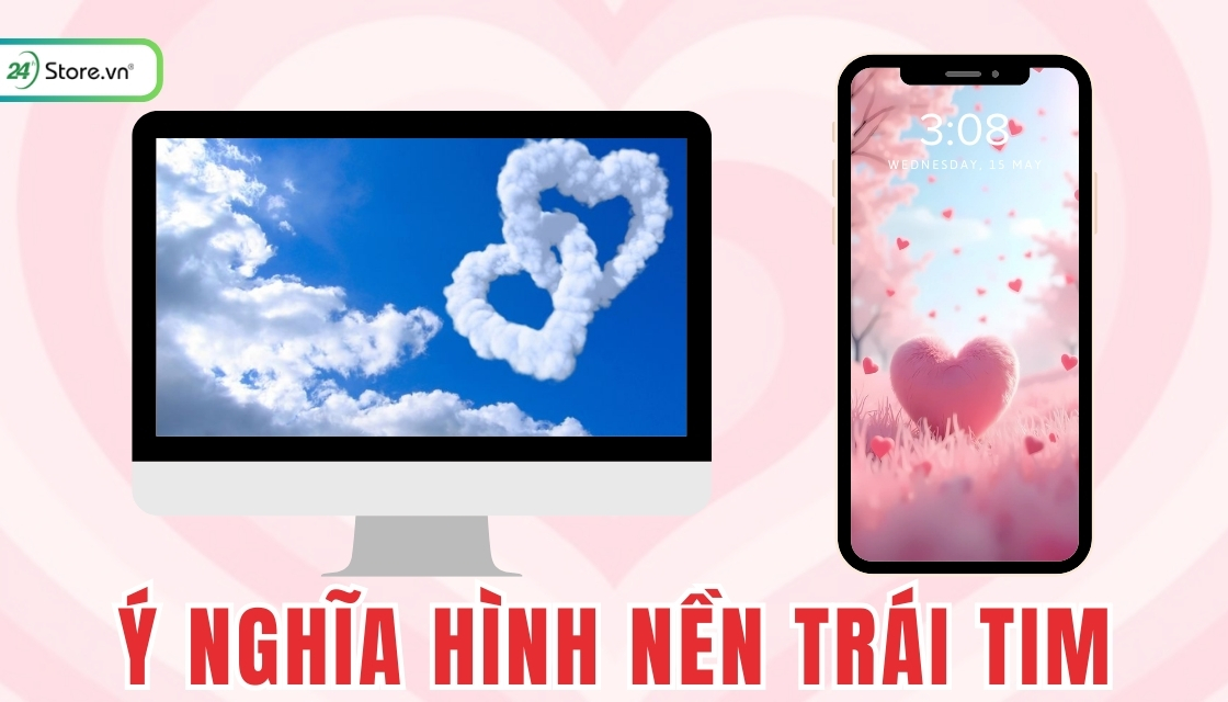 Hình nền máy tính 3D cute với trái tim phát sáng ý nghĩa