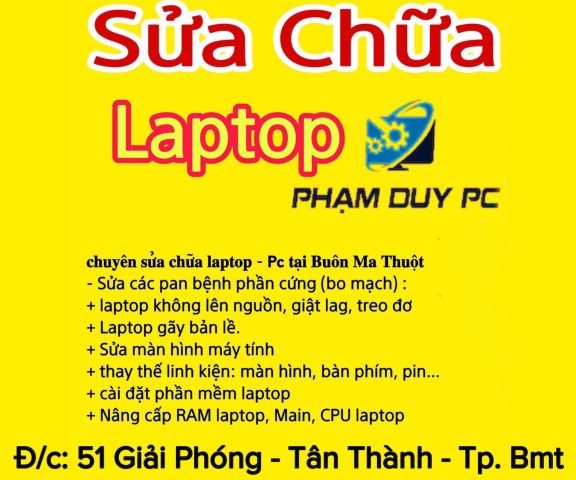 Dịch vụ sửa chữa laptop uy tín chất lượng tại Buôn Ma Thuột