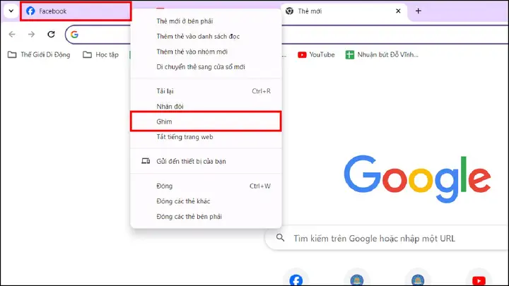 cách ghim tab trên máy tính