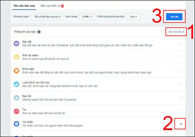 cách tải tin nhắn trên messenger về máy tính