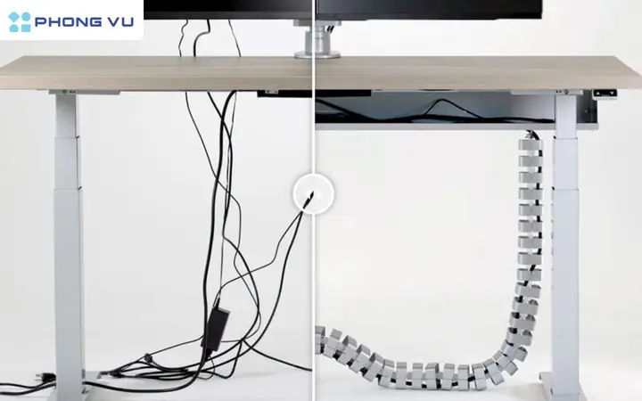 giấu dây điện bàn máy tính