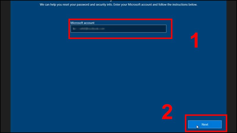 Cách mở máy tính khi quên mật khẩu: Nhập email xác thực tài khoản Microsoft