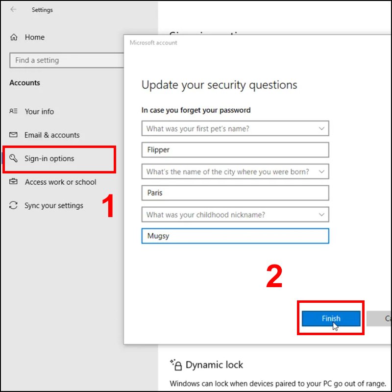 Cách mở máy tính khi quên mật khẩu: Thiết lập câu hỏi bảo mật cho tài khoản cục bộ