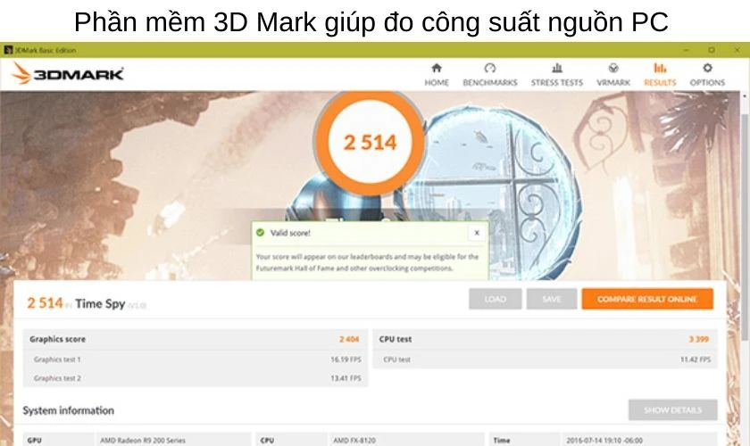 Kiểm tra nguồn máy tính 3D Mark