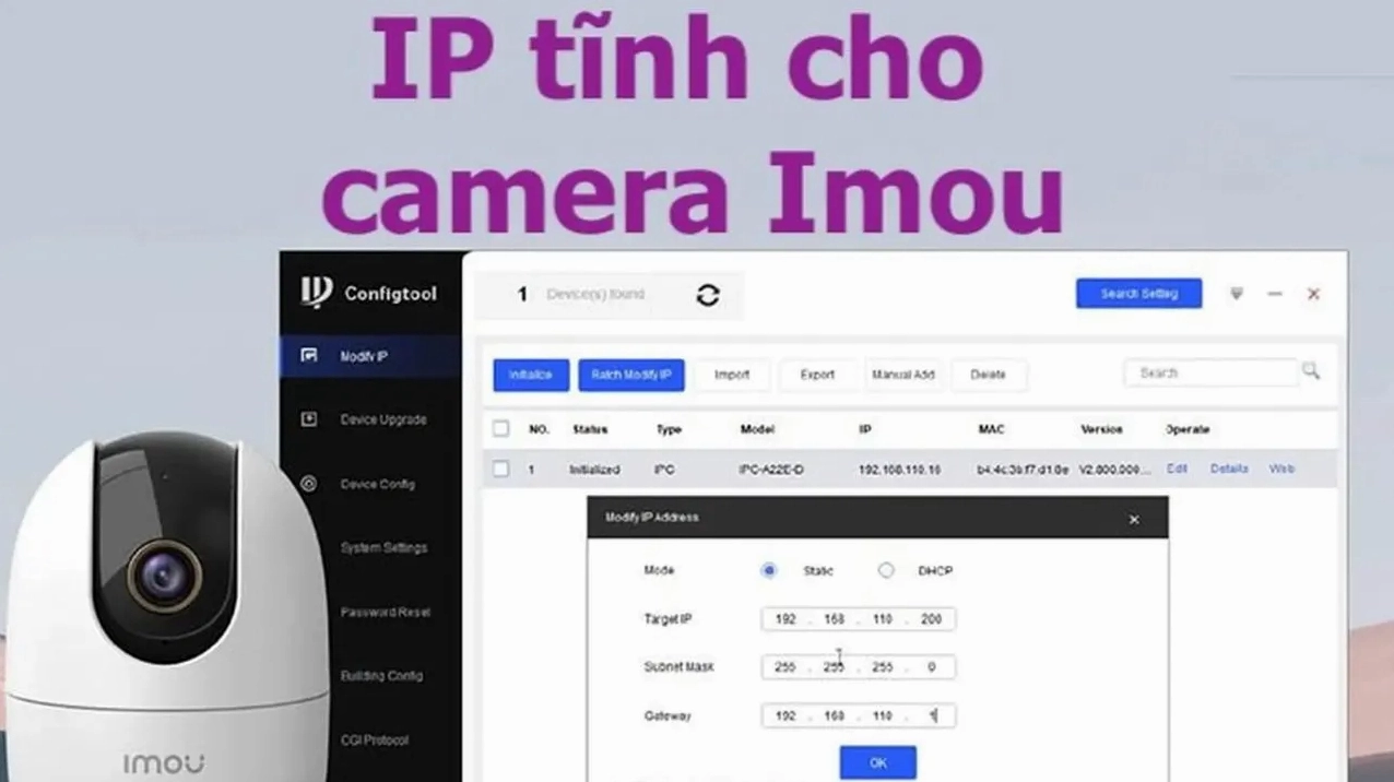 Cài đặt ip tĩnh cho camera imou bằng điện thoại