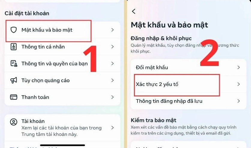 Chọn mục Mật khẩu và Bảo mật