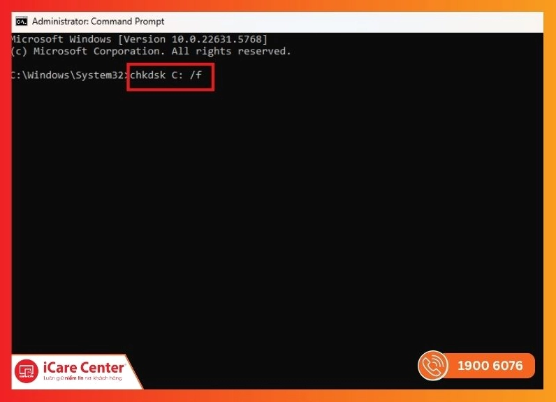 CMD admin chạy chkdsk sửa lỗi ổ đĩa