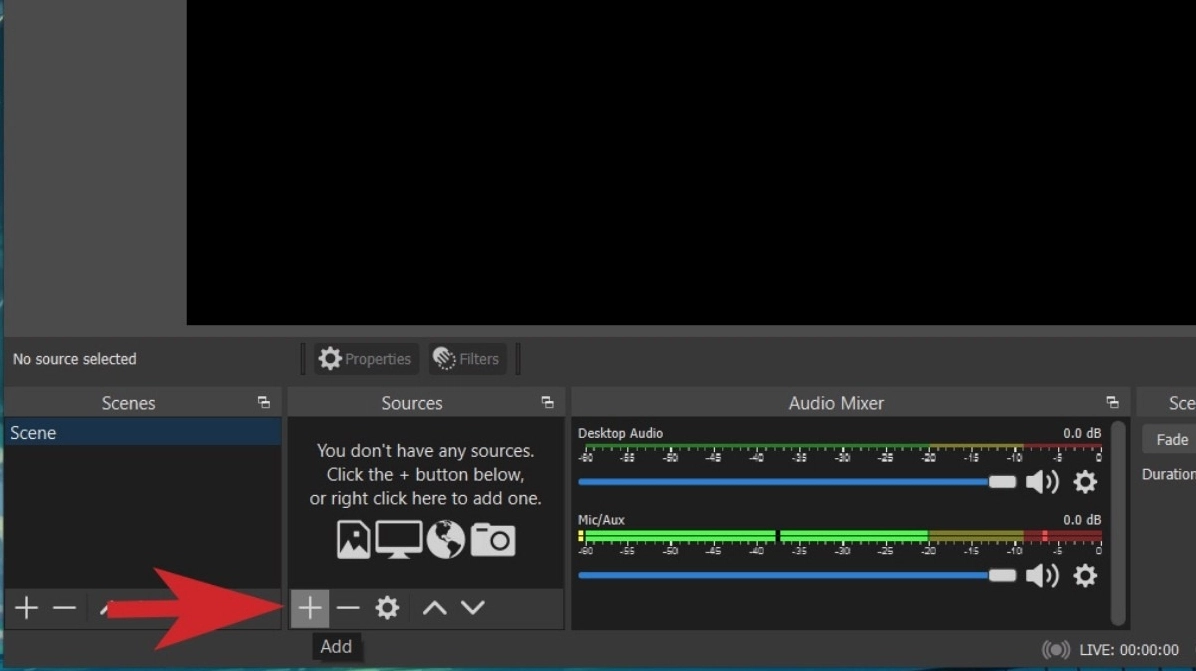 Nhấn vào dấu + trong khung Sources