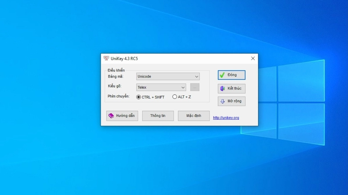 Thiết lập bảng mã và kiểu gõ