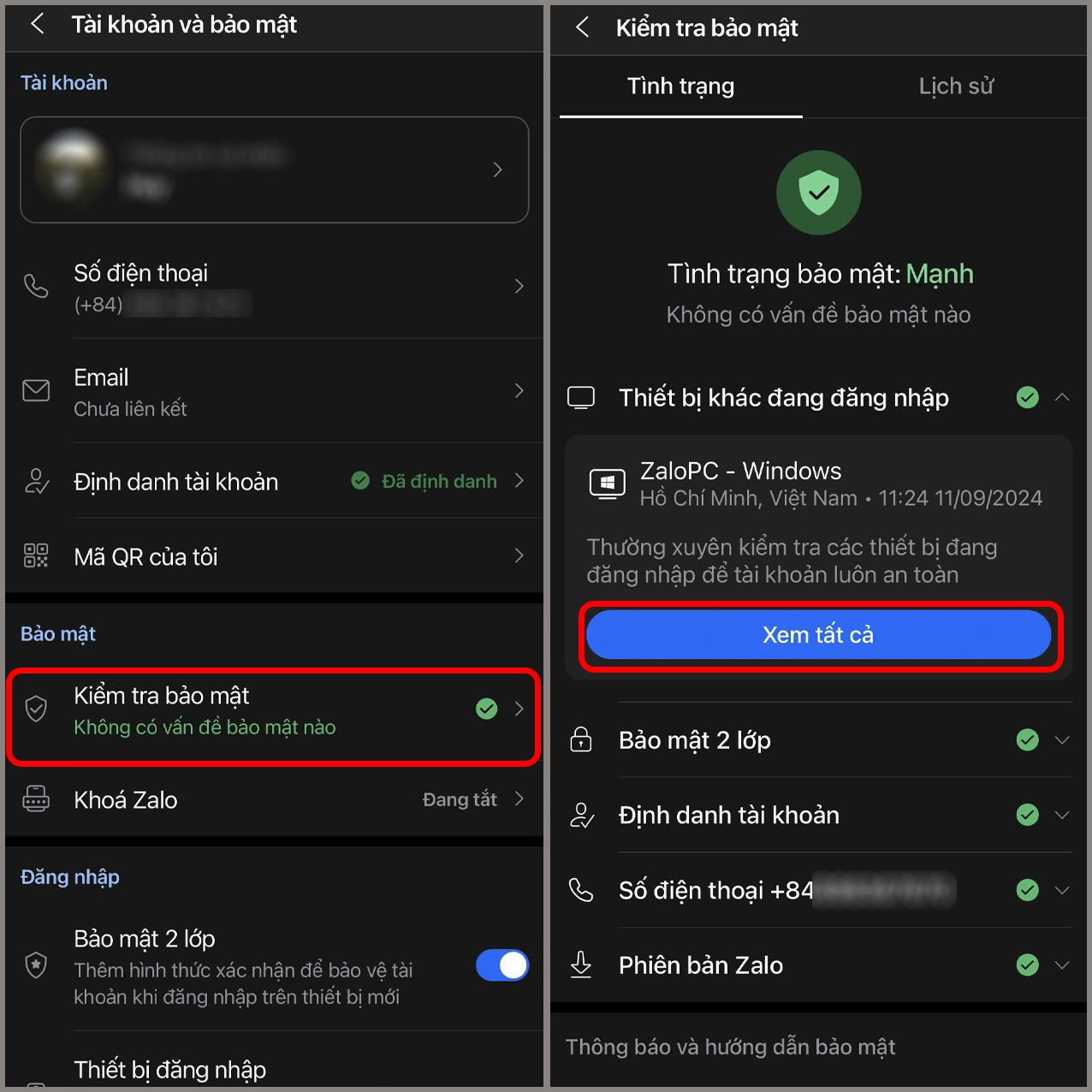 Vào Tài khoản và bảo mật, sau đó chọn Thiết bị khác đang nhập