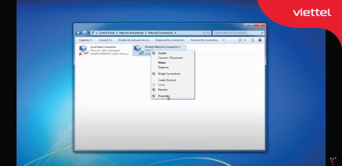 Ấn chuột phải chọn Properties