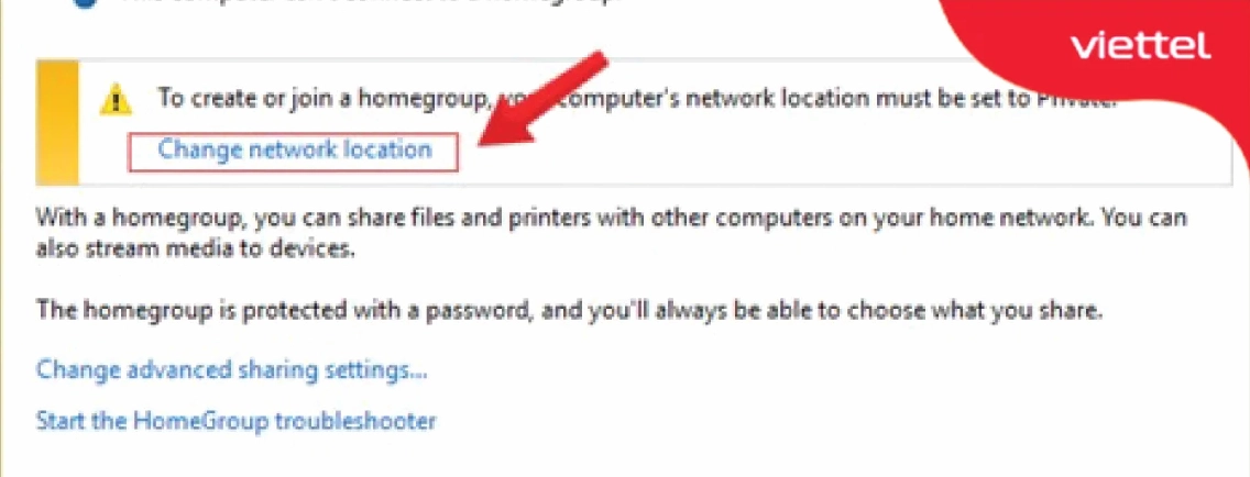 Bạn ấn vào nút Change network location