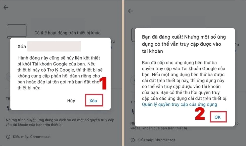 Nhấn chọn Xoá và bấm Ok