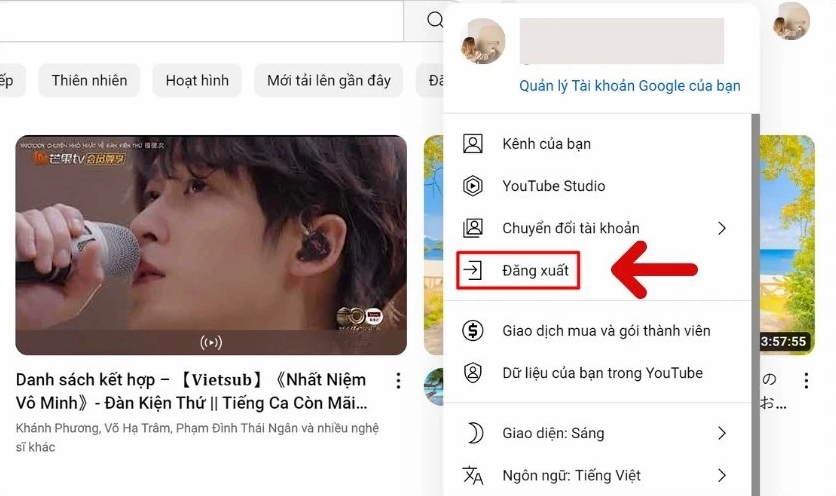 Nhấn vào Đăng xuất