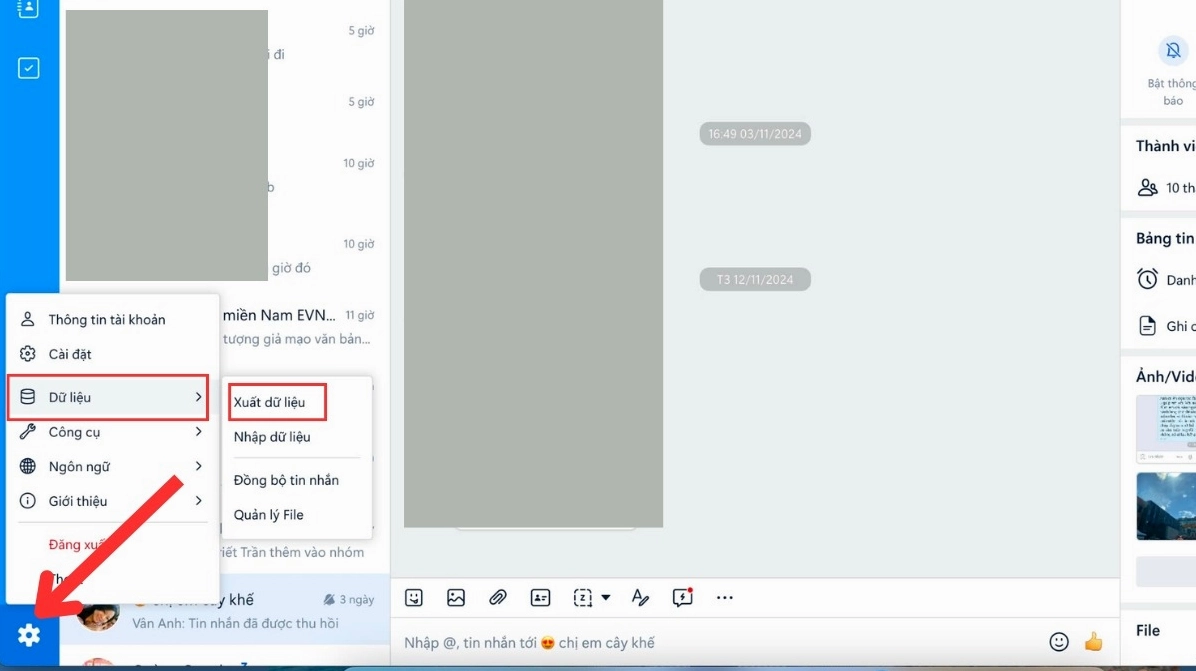 sao lưu zalo trên máy tính