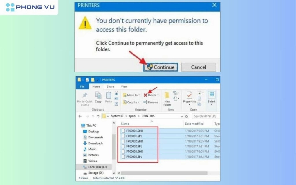 thao tác cách hủy lệnh in bằng Print Spooler
