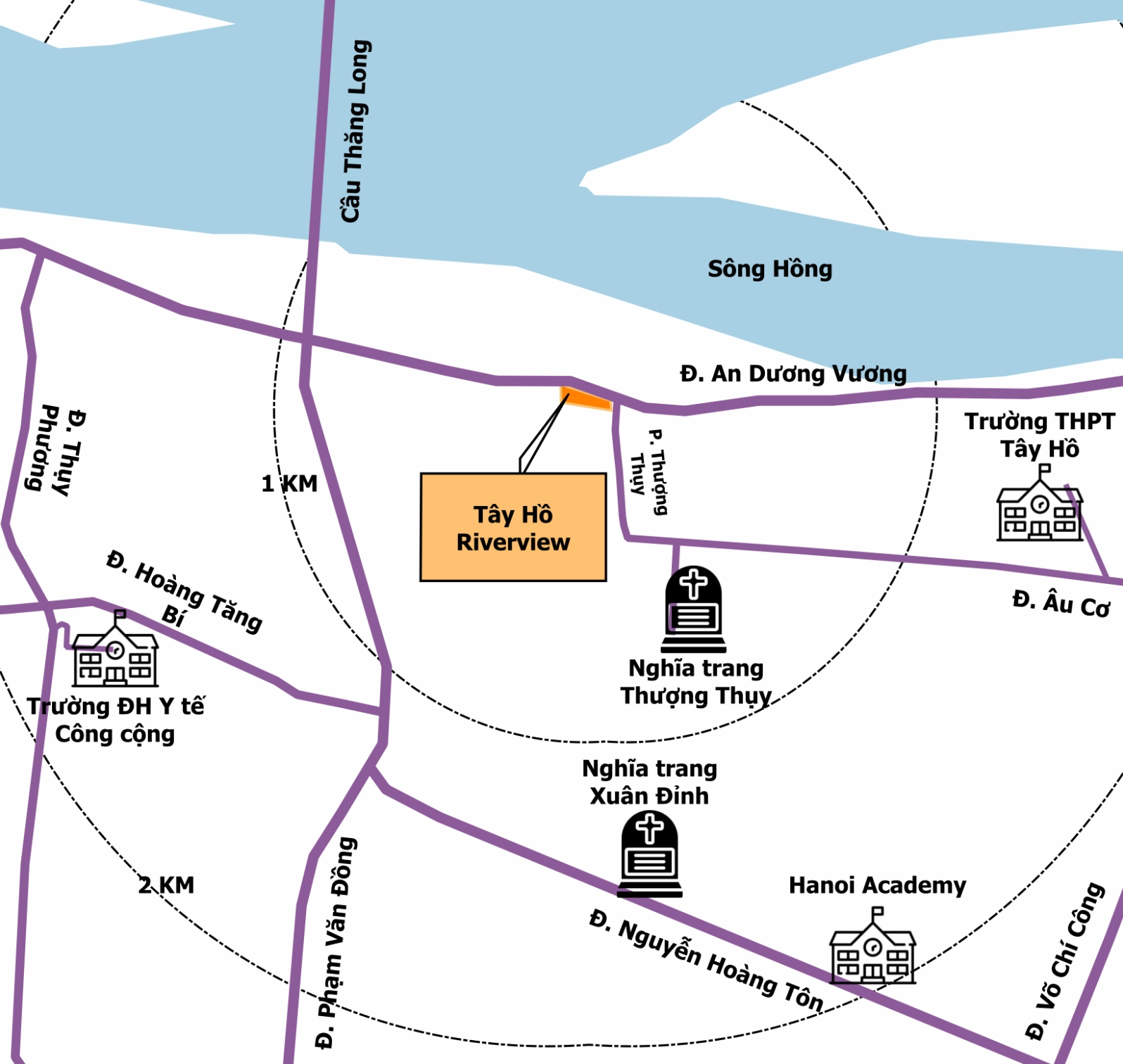 Ảnh vị trí vàng của chung cư Tây Hồ Riverview