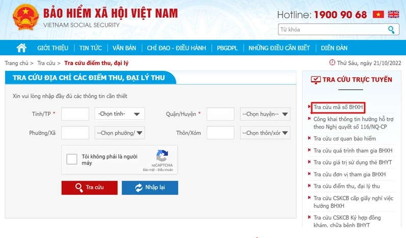 Bước 2, chọn tra cứu mã BHXH