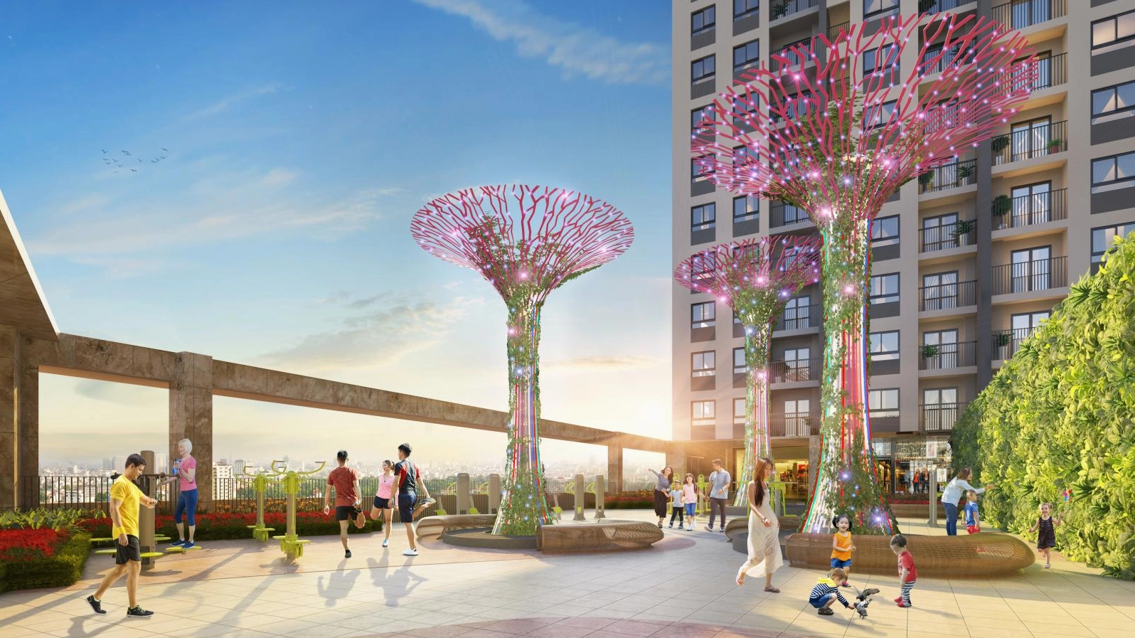 Vườn dưỡng sinh xanh mát tại Tecco Elite City